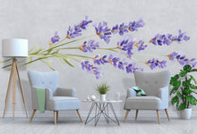 Load image into Gallery viewer, Lavender Wall Decal, Purple Floral Sticker, Botanical Wall Mural, Watercolor Flower Decor, Bedroom Accent Wall Art, Peel and Stick Floral