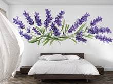 Load image into Gallery viewer, Lavender Wall Decal, Large Floral Wall Sticker, Watercolor Lavender Mural, Botanical Bedroom Decor, Peel and Stick Flower Art, Cottagecore