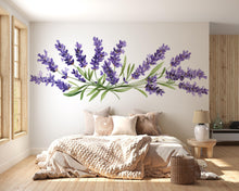 Load image into Gallery viewer, Lavender Wall Decal, Large Floral Wall Sticker, Watercolor Lavender Mural, Botanical Bedroom Decor, Peel and Stick Flower Art, Cottagecore