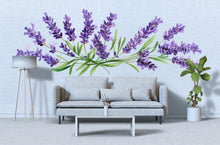 Load image into Gallery viewer, Lavender Wall Decal, Large Floral Wall Sticker, Watercolor Lavender Mural, Botanical Bedroom Decor, Peel and Stick Flower Art, Cottagecore