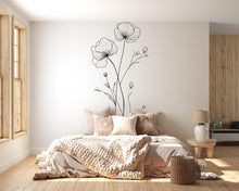 Load image into Gallery viewer, Minimalist Floral Wall Decal • Line Art Flower Wall Sticker • Modern Bedroom Wall Decor • Elegant Botanical Mural • Large Vinyl Flower