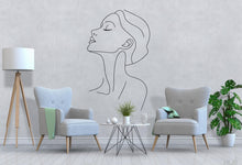 Load image into Gallery viewer, Minimalist Woman Line Art Wall Decal – Elegant One Line Female Silhouette for Salon, Spa, Bedroom, Studio – Modern Peel &amp; Stick Wall Sticker