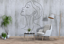 Load image into Gallery viewer, Minimalist Woman Line Art Wall Decal – Elegant One Line Female Silhouette for Salon, Spa, Bedroom, Studio – Modern Peel &amp; Stick Wall Sticker
