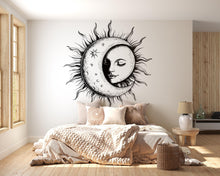 Load image into Gallery viewer, Sun and Moon Goddess Wall Decal – Mystical Celestial Face Art Mural, Boho Bedroom Decor, Peel &amp; Stick Wall Sticker for Spiritual, Witchy