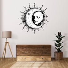 Load image into Gallery viewer, Sun and Moon Goddess Wall Decal – Mystical Celestial Face Art Mural, Boho Bedroom Decor, Peel &amp; Stick Wall Sticker for Spiritual, Witchy