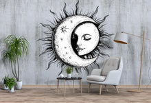 Load image into Gallery viewer, Sun and Moon Goddess Wall Decal – Mystical Celestial Face Art Mural, Boho Bedroom Decor, Peel &amp; Stick Wall Sticker for Spiritual, Witchy