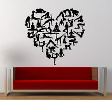Load image into Gallery viewer, Love For Yoga Heart Shape All Positions Poses of Yoga Wall Decal Sticker Vinyl Mural Leaving Bedroom Room Home Decor FREE SHIPPING L361