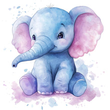 Load image into Gallery viewer, Blue Baby Elephant Wall Decal – Watercolor Nursery Animal Sticker, Cute Kids Room Decor, Large Peel &amp; Stick Removable Elephant Mural