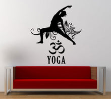 Load image into Gallery viewer, Yoga Om Floral Person Doing Yoga Wall Decal Sticker Vinyl Mural Leaving Bedroom Room Home Decor FREE SHIPPING L356
