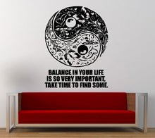 Load image into Gallery viewer, Floral Yin Yang Symbol Logo Sign Balance Quote Wall Decal Sticker Vinyl Mural Leaving Bedroom Room Home Decor FREE SHIPPING L359