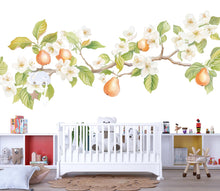 Load image into Gallery viewer, Pear Blossom Wall Decal, Flowering Branch Wall Sticker, Nursery Fruit Tree Mural, Botanical Peel &amp; Stick Wall Art, Kids Room Nature Decor