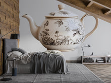 Load image into Gallery viewer, Vintage Teapot Wall Decal • Floral Teapot Wall Sticker • Tea Room Decor • Cottagecore Kitchen Mural • Large Peel &amp; Stick Wall Art