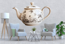 Load image into Gallery viewer, Vintage Teapot Wall Decal • Floral Teapot Wall Sticker • Tea Room Decor • Cottagecore Kitchen Mural • Large Peel &amp; Stick Wall Art