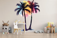 Load image into Gallery viewer, Rainbow Watercolor Palm Tree Wall Decal • Tropical Nursery Wall Art • Large Palm Tree Sticker • Kids Room Decor • Peel &amp; Stick Tropical