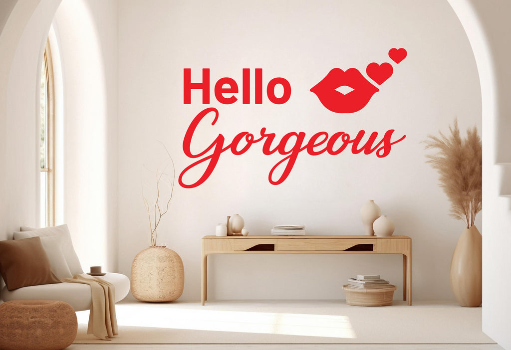Hello Gorgeous Wall Decal Beauty Salon Gifts Wall Decor Lashes Stickers SPA Women Make up Unique Gift 1011RS