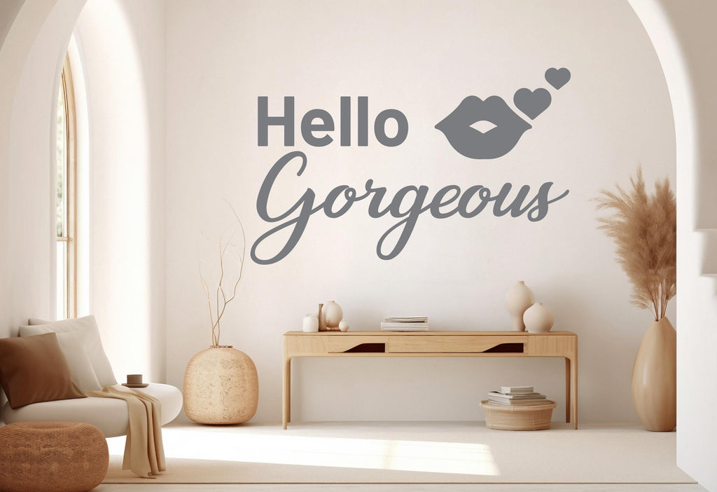 Hello Gorgeous Wall Decal Beauty Salon Gifts Wall Decor Lashes Stickers SPA Women Make up Unique Gift 1011RS
