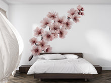 Load image into Gallery viewer, Cherry Blossom Wall Decal • Sakura Flower Wall Art • Large Floral Bedroom Sticker • Japanese Blossom Mural • Peel &amp; Stick Flower Wall Decor