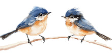 Load image into Gallery viewer, Watercolor Birds Wall Decal • Blue Bird Nursery Wall Sticker • Baby Room Wall Mural • Kids Room Decor • Bird Branch Peel &amp; Stick Decal