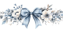 Load image into Gallery viewer, Large Blue Floral Bow Wall Decal • Elegant Flower Wall Sticker for Bedroom &amp; Nursery • Oversized Watercolor Mural • Removable Home Decor