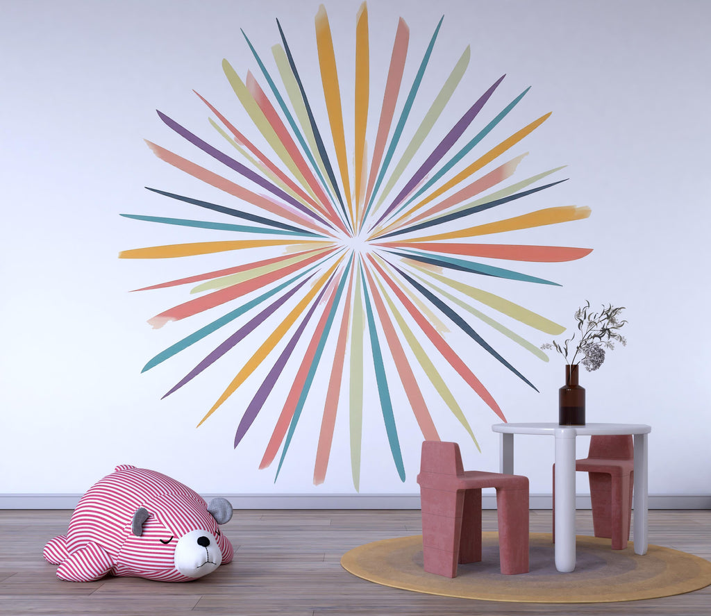 Large Starburst Wall Decal • Colorful Modern Wall Sticker • Oversized Peel & Stick Mural • Boho Feature Wall Art • Bedroom Accent Decor