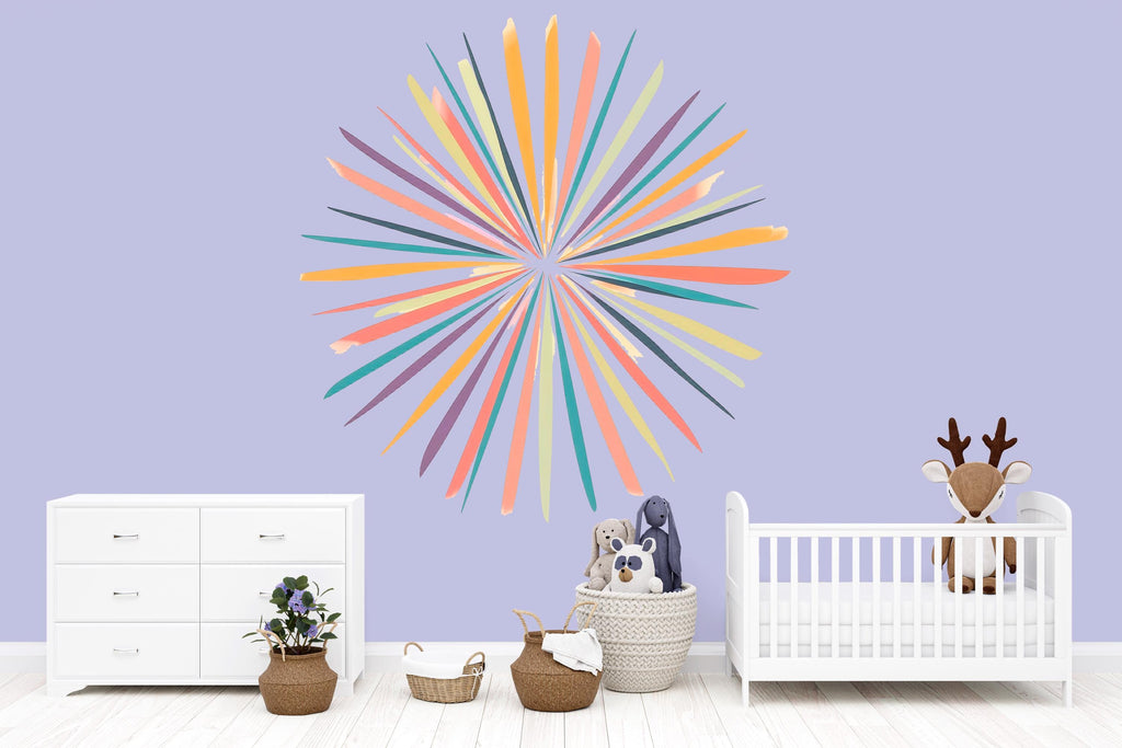 Large Starburst Wall Decal • Colorful Modern Wall Sticker • Oversized Peel & Stick Mural • Boho Feature Wall Art • Bedroom Accent Decor