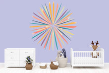 Load image into Gallery viewer, Large Starburst Wall Decal • Colorful Modern Wall Sticker • Oversized Peel &amp; Stick Mural • Boho Feature Wall Art • Bedroom Accent Decor