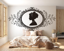 Load image into Gallery viewer, Victorian Lady Silhouette Wall Decal • Elegant Vintage Portrait Wall Sticker • Large Baroque Frame Mural • Bedroom &amp; Living Room Home Decor