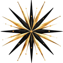 Load image into Gallery viewer, Gold Black Starburst Wall Decal • Large Modern Geometric Wall Sticker • Luxury Bedroom Feature Wall • Peel &amp; Stick Removable Mural Art
