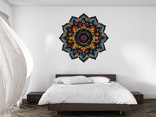 Load image into Gallery viewer, Colorful Mandala Wall Decal • Boho Mandala Wall Art Sticker • Yoga Room Decor • Meditation Wall Mural • Peel &amp; Stick Removable Accent Art