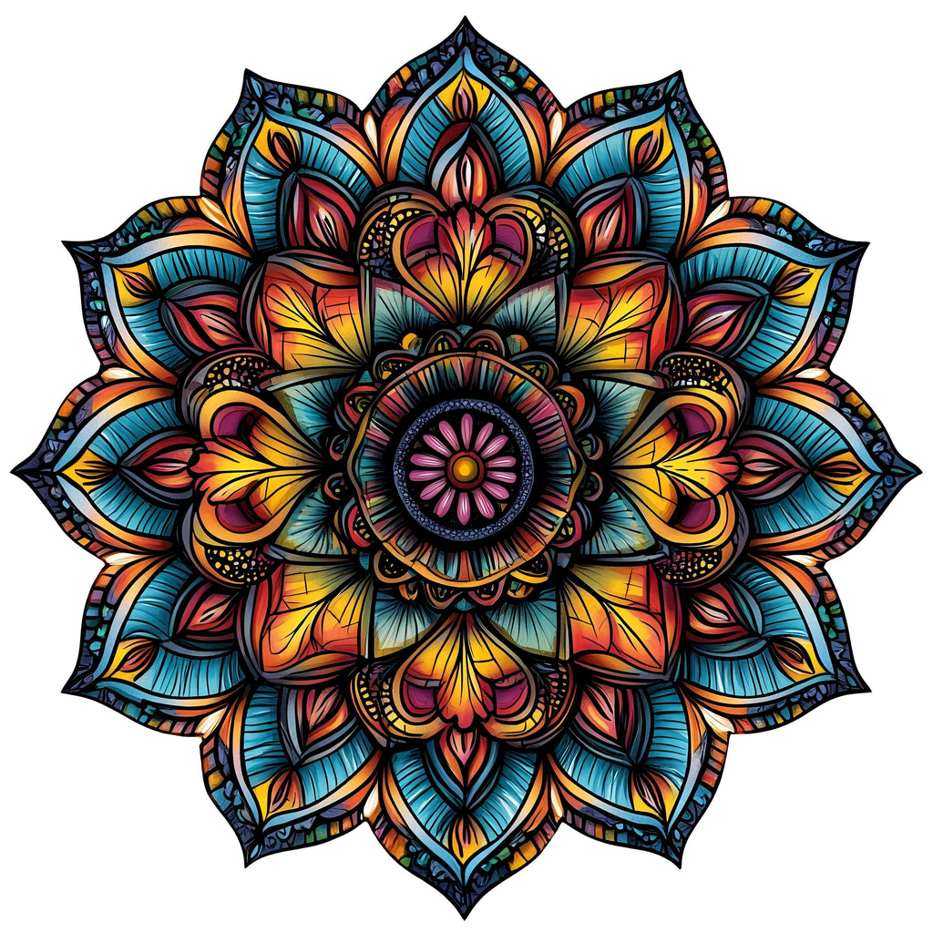 Colorful Mandala Wall Decal • Boho Mandala Wall Art Sticker • Yoga Room Decor • Meditation Wall Mural • Peel & Stick Removable Accent Art