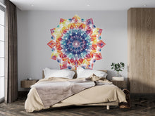 Load image into Gallery viewer, Rainbow Mandala Wall Decal • Colorful Mandala Wall Art Sticker • Yoga Meditation Room Decor • Boho Removable Peel &amp; Stick Mural