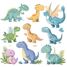 Load image into Gallery viewer, Cute Dinosaur Wall Decal for Kids • Dino Nursery Wall Stickers • Boys Room Decor • Peel &amp; Stick Dino Mural • Playroom Wall Art • Removable