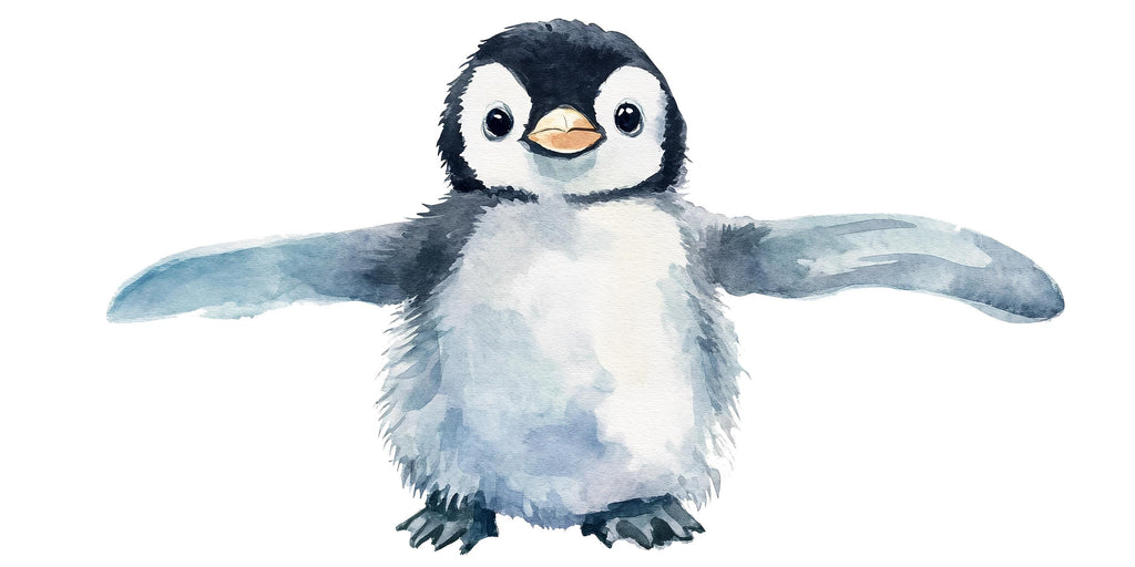 Cute Baby Penguin Wall Decal • Watercolor Nursery Wall Sticker • Kids Room Arctic Animal Decor • Peel & Stick Ocean Theme Mural • Baby