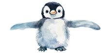 Load image into Gallery viewer, Cute Baby Penguin Wall Decal • Watercolor Nursery Wall Sticker • Kids Room Arctic Animal Decor • Peel &amp; Stick Ocean Theme Mural • Baby