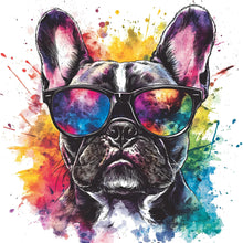 Load image into Gallery viewer, Colorful French Bulldog Wall Mural – Large Dog Art for Office Reception, Modern Graffiti Style Wall Decal 002mv