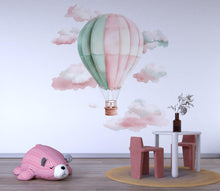 Load image into Gallery viewer, Hot Air Balloon Nursery Wall Decal – Pastel Kids Room Wall Art, Gender Neutral Baby Room Sticker 005mv