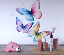 Load image into Gallery viewer, Colorful Butterfly Wall Decal – Large Pastel Kids Room Mural, Nursery &amp; Girls Bedroom Wall Art 009mv