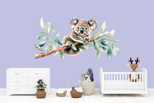 Load image into Gallery viewer, Koala Wall Decal • Nursery Koala Sticker • Baby Room Wall Art • Watercolor Animal Mural • Kids Room Decor • Eucalyptus Branch Wall Sticker