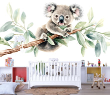 Load image into Gallery viewer, Koala Wall Decal • Nursery Koala Sticker • Baby Room Wall Art • Watercolor Animal Mural • Kids Room Decor • Eucalyptus Branch Wall Sticker