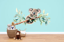 Load image into Gallery viewer, Koala Wall Decal • Nursery Koala Sticker • Baby Room Wall Art • Watercolor Animal Mural • Kids Room Decor • Eucalyptus Branch Wall Sticker