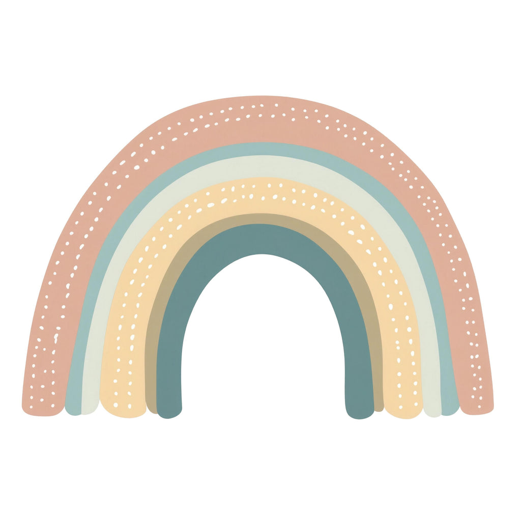 Boho Rainbow Nursery Wall Decal – Large Pastel Kids Room Mural, Gender Neutral Baby Decor 014mv