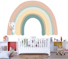 Load image into Gallery viewer, Boho Rainbow Nursery Wall Decal – Large Pastel Kids Room Mural, Gender Neutral Baby Decor 014mv