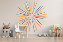 Load image into Gallery viewer, Boho Sunburst Wall Decal – Large Rainbow Starburst Bedroom Accent Wall Mural 023mv