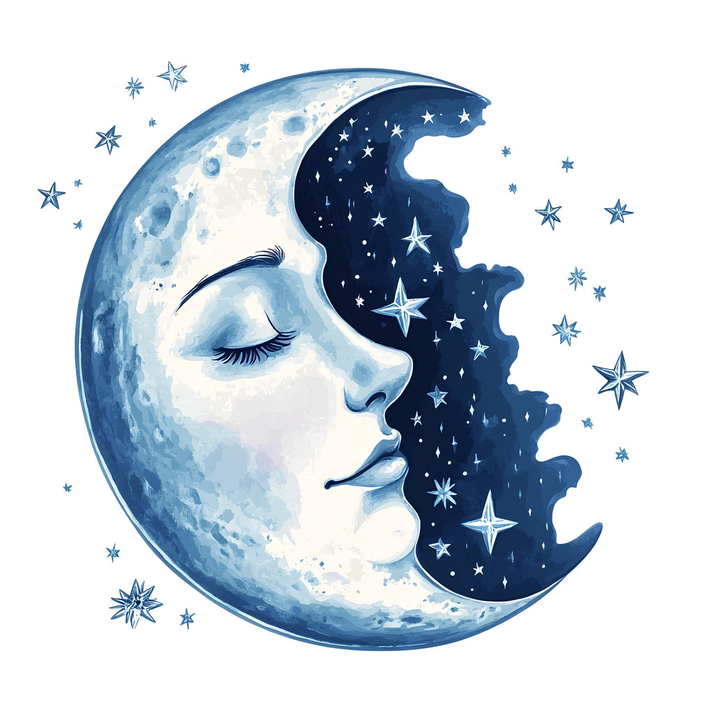 Moon and Stars Nursery Wall Decal – Celestial Kids Room Wall Art, Gender Neutral Baby Decor 032mv