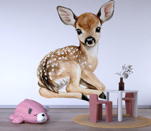 Load image into Gallery viewer, Baby Deer Nursery Wall Decal – Woodland Fawn Kids Room Wall Art, Gender Neutral Decor 036mv