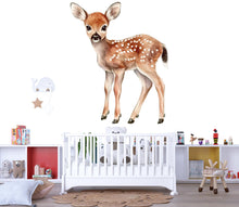 Load image into Gallery viewer, Standing Fawn Nursery Wall Decal – Woodland Deer Kids Room Wall Art, Gender Neutral Baby Decor 037mv