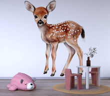 Load image into Gallery viewer, Standing Fawn Nursery Wall Decal – Woodland Deer Kids Room Wall Art, Gender Neutral Baby Decor 037mv