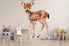 Load image into Gallery viewer, Standing Fawn Nursery Wall Decal – Woodland Deer Kids Room Wall Art, Gender Neutral Baby Decor 037mv