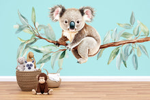 Load image into Gallery viewer, Koala Wall Decal • Nursery Koala Sticker • Cute Baby Room Wall Decor • Watercolor Animal Mural • Eucalyptus Branch Wall Sticker • Kids Room