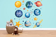 Load image into Gallery viewer, Watercolor Planet Wall Decals – Solar System Nursery Wall Art, Kids Space Room Decor 039mv